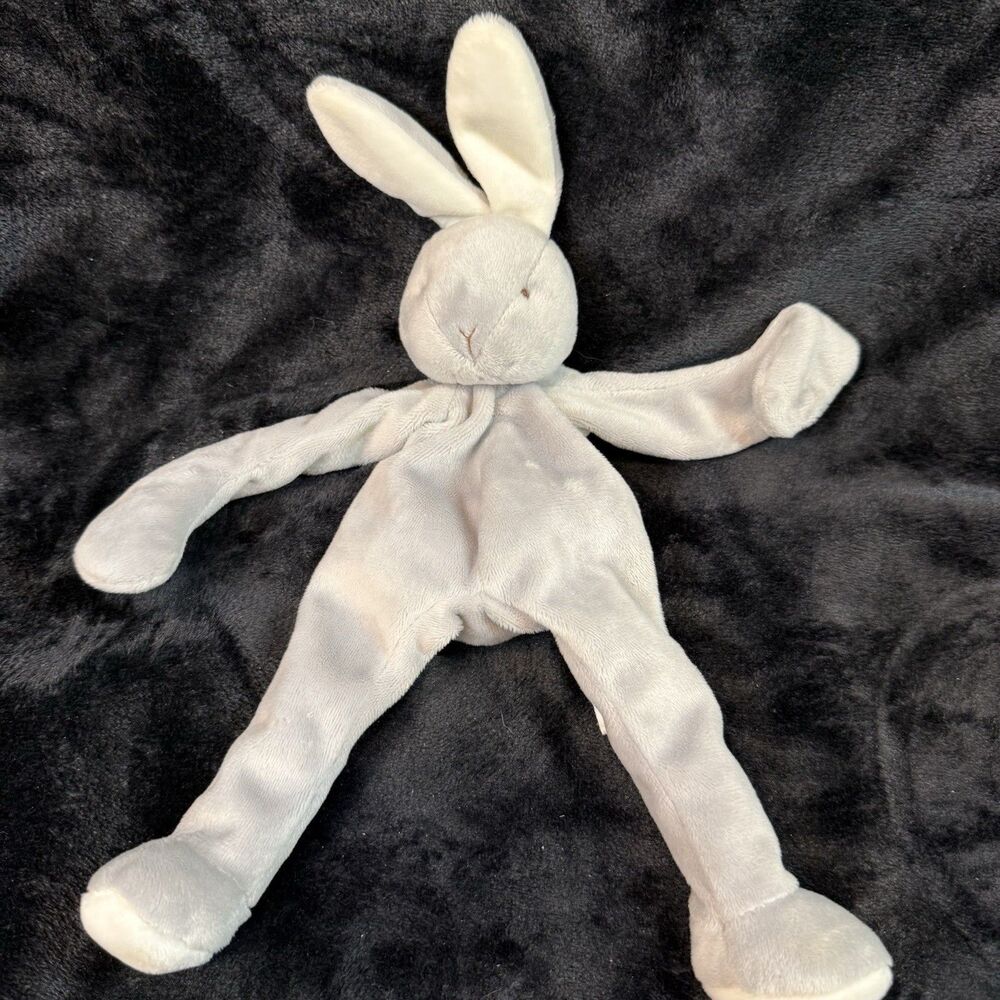 Bunnies By The Bay Rabbit Silly Buddy Rattle Pacifier Holder Security Grey Lovey